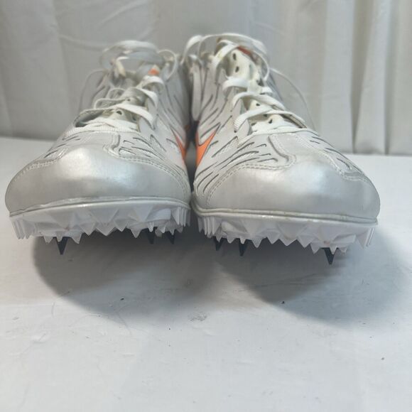 Nike Mens Shoe 13 White Orange Track Cleat Spikes Running Zoom Maxcat Bowerman - Picture 2 of 13